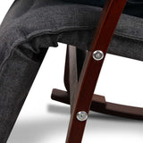 Artiss Rocking Armchair Footrest Nursing Charcoal Afton - Low Angle