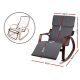 Artiss Rocking Armchair Footrest Nursing Charcoal Afton - Front View