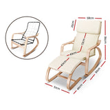 Artiss Rocking Armchair Footstool Bentwood Beige - Front View