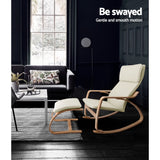 Artiss Rocking Armchair Footstool Bentwood Beige - Rear View