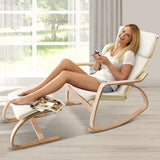 Artiss Rocking Armchair Footstool Bentwood Beige - Close-Up Angle