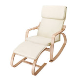 Artiss Rocking Armchair Footstool Bentwood Beige - Low Angle