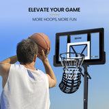 DR. DUNK Basketball Return System, with 360 Degree Universal Attachment - Side View