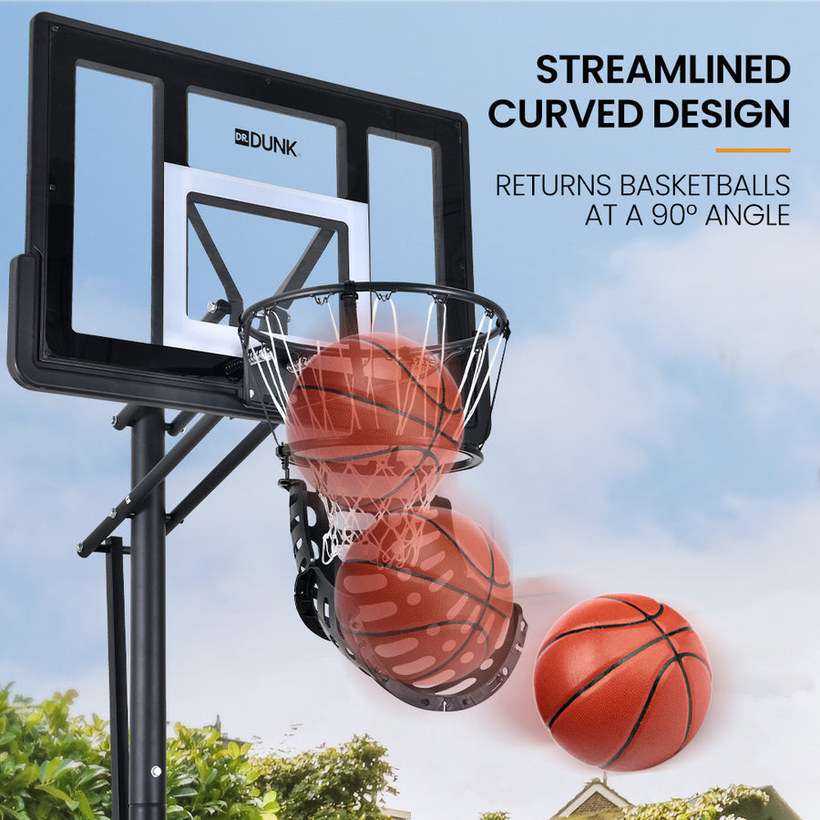 DR. DUNK Basketball Return System, with 360 Degree Universal Attachment