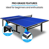 PROFLEX Table Tennis Table, with 4 Player Ping Pong Paddle and Pingpong Ball Pack