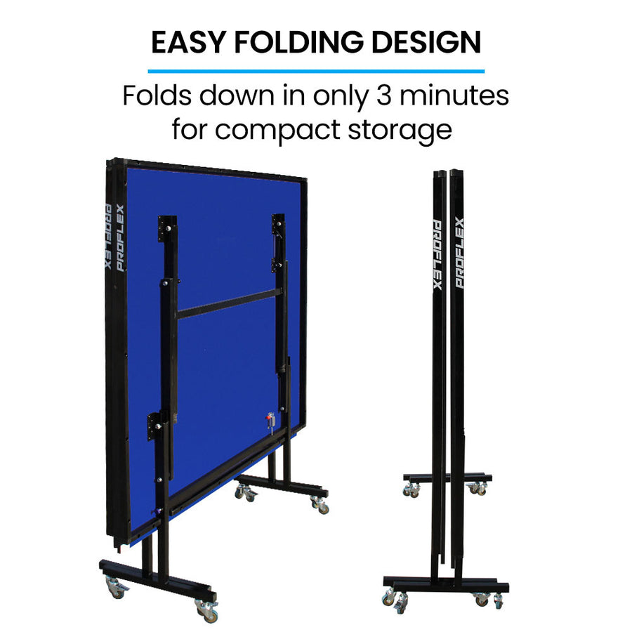 PROFLEX Table Tennis Table, with 4 Player Ping Pong Paddle and Pingpong Ball Pack