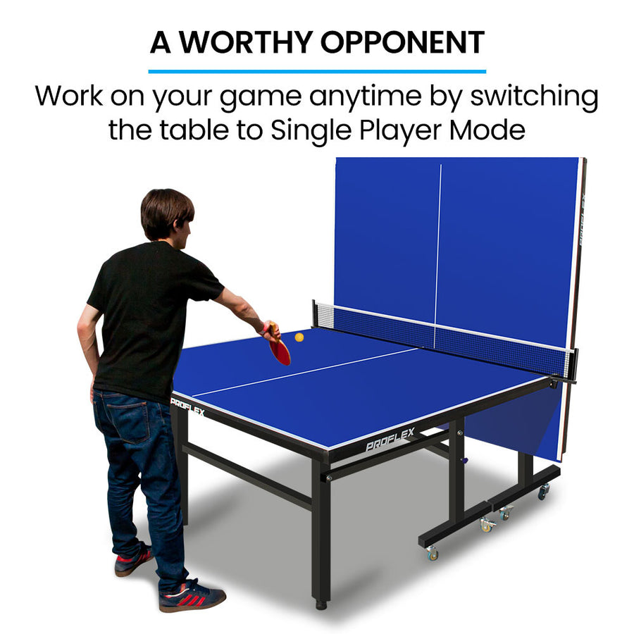 PROFLEX Table Tennis Table, with 4 Player Ping Pong Paddle and Pingpong Ball Pack