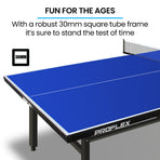 PROFLEX Table Tennis Table, with 4 Player Ping Pong Paddle and Pingpong Ball Pack