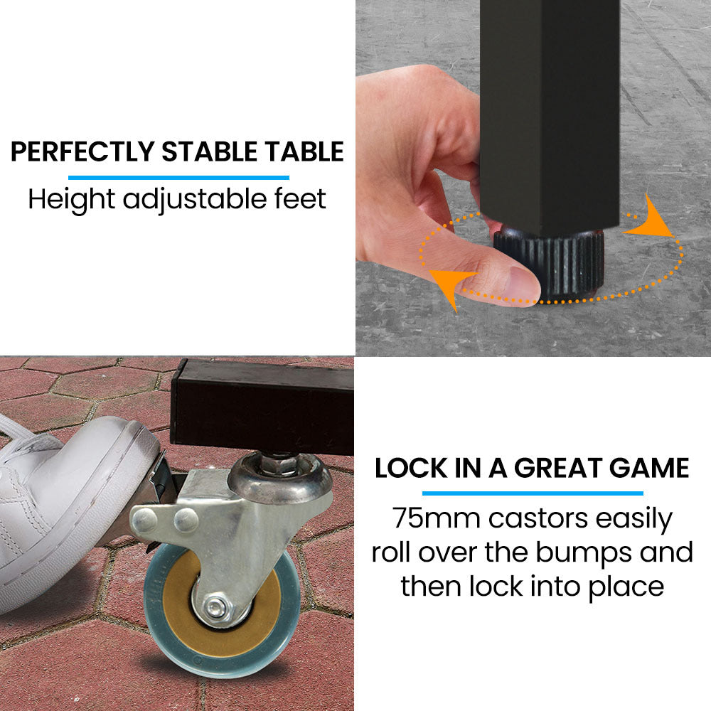 PROFLEX Premium Outdoor Table Tennis Table, with 4 Player Ping Pong Paddle and Pingpong Ball Pack