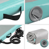 Everfit Green 3x1M Inflatable Air Track Gymnastics Mat with Electric Pump - Side View
