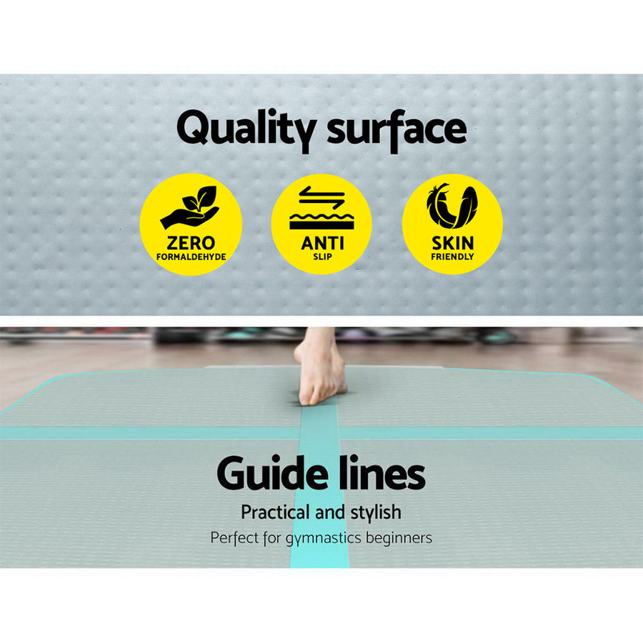 Everfit GoFun 3X1M Inflatable Air Track Mat with Pump Tumbling Gymnastics Green, image 4