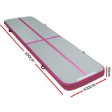 Everfit 3m x 1m Air Track Mat Gymnastic Tumbling Pink and Grey - Front View