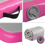 Everfit 3m x 1m Air Track Mat Gymnastic Tumbling Pink and Grey - Side View