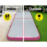 Everfit 3m x 1m Air Track Mat Gymnastic Tumbling Pink and Grey - Top-Down View