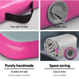 Everfit 3m x 1m Air Track Mat Gymnastic Tumbling Pink and Grey - Close-Up Angle
