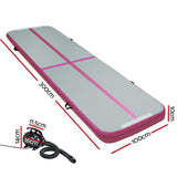 Everfit GoFun 3X1M Inflatable Air Track Mat with Pump Tumbling Gymnastics Pink - Front View