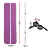 Everfit 3M Air Track Gymnastics Tumbling Exercise Yoga Mat W/ Pump Inflatable Purple - Front View