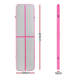 Everfit 4M Air Track Gymnastics Tumbling Exercise Cheerleading Mat Inflatable Pink - Front View