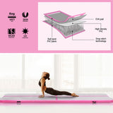 Everfit 4M Air Track Gymnastics Tumbling Exercise Cheerleading Mat Inflatable Pink - Top-Down View