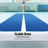 Everfit 4X1M Inflatable Air Track Mat 20CM Thick with Pump Tumbling Gymnastics Blue - Top-Down View