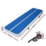Everfit 4X1M Inflatable Air Track Mat 20CM Thick with Pump Tumbling Gymnastics Blue - Front View