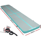 Everfit GoFun 5X1M Inflatable Air Track Mat with Pump Tumbling Gymnastics Green - Front View