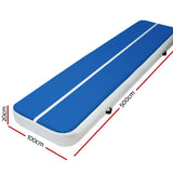 5m x 1m Inflatable Air Track Mat 20cm Thick Gymnastic Tumbling Blue And White - Front View