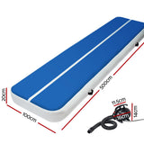 Everfit 5X1M Inflatable Air Track Mat 20CM Thick with Pump Tumbling Gymnastics Blue - Front View