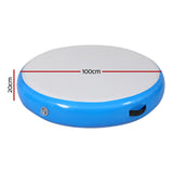 Everfit 1m Air Track Spot Inflatable Gymnastics Tumbling Mat Round Blue - Front View