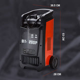 ROSSI 280 Amp Car Battery Charger, 12v/24v Jump Starter, for ATV Boat Truck Tractor, 15A Plug - Rear View
