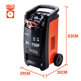 ROSSI 750 Amp Car Battery Charger, 12v/24v Jump Starter, for ATV Boat Truck Tractor, 15A Plug - Rear View