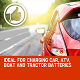 ROSSI 750 Amp Car Battery Charger, 12v/24v Jump Starter, for ATV Boat Truck Tractor, 15A Plug - Close-Up Angle