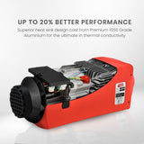 THERMOMATE 12V 5kW Diesel Air Heater for Caravan Camper Trailer Van Motorhome RV, Red - Close-Up Angle