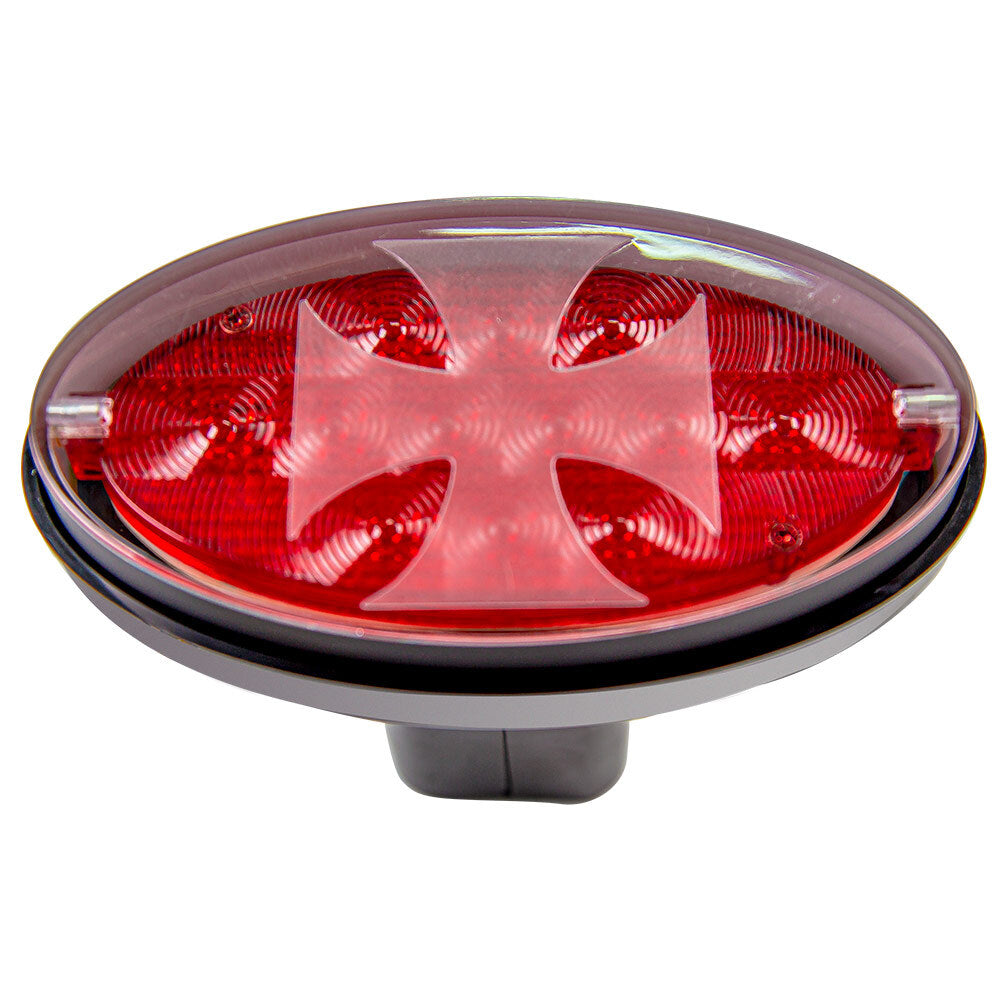 Novelty Tow-bar / Trailer Hitch Cover - Red Oval Brakelight Iron Cross