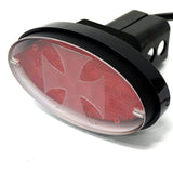 Novelty Tow-bar / Trailer Hitch Cover - Red Oval Brakelight Iron Cross