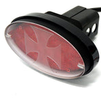 Novelty Tow-bar / Trailer Hitch Cover - Red Oval Brakelight Iron Cross