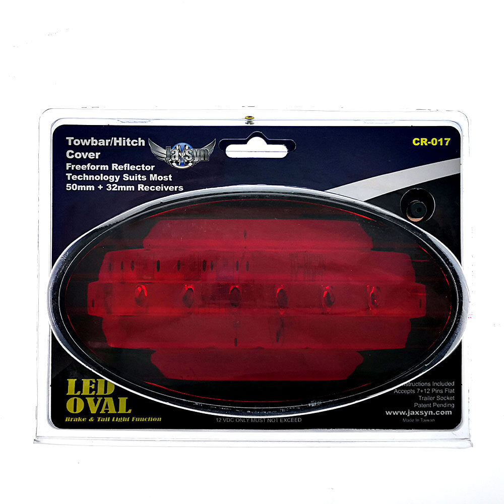 JAXSYN Novelty Towbar Trailer Hitch Cover Tow - Red Oval Brake light