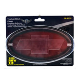 Novelty Tow-bar / Trailer Hitch Cover - Red Oval Brake Light Chevvy logo - 45-Degree Angle