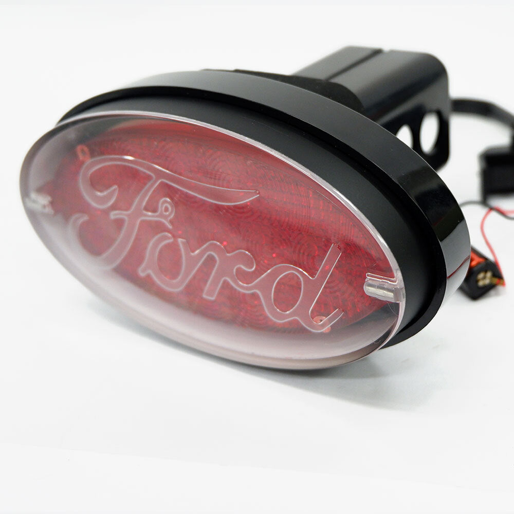 JAXSYN Novelty Tow-bar / Trailer Hitch Cover - Red Oval Ford logo Brake light