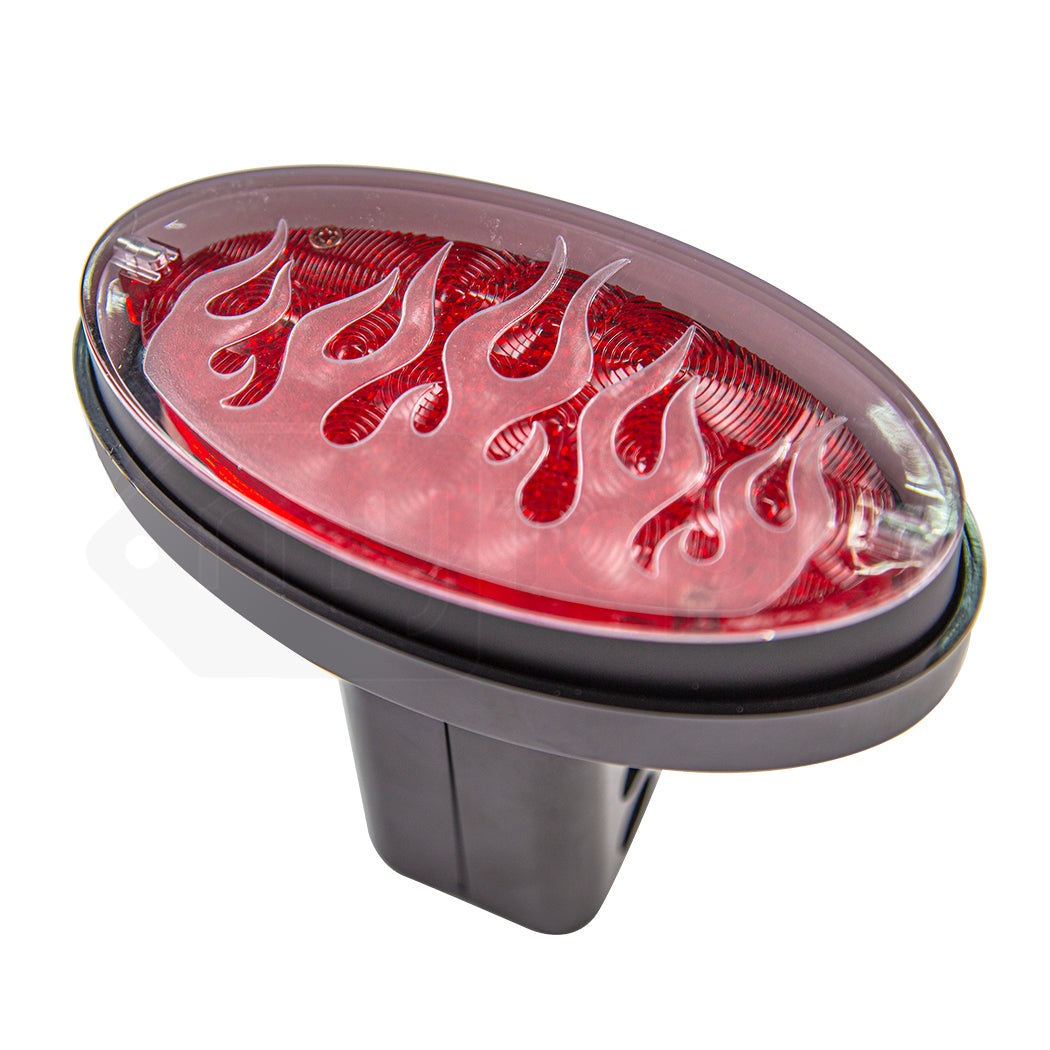 Novelty Tow-bar / Trailer Hitch Cover - Red Oval Brake light Flame job