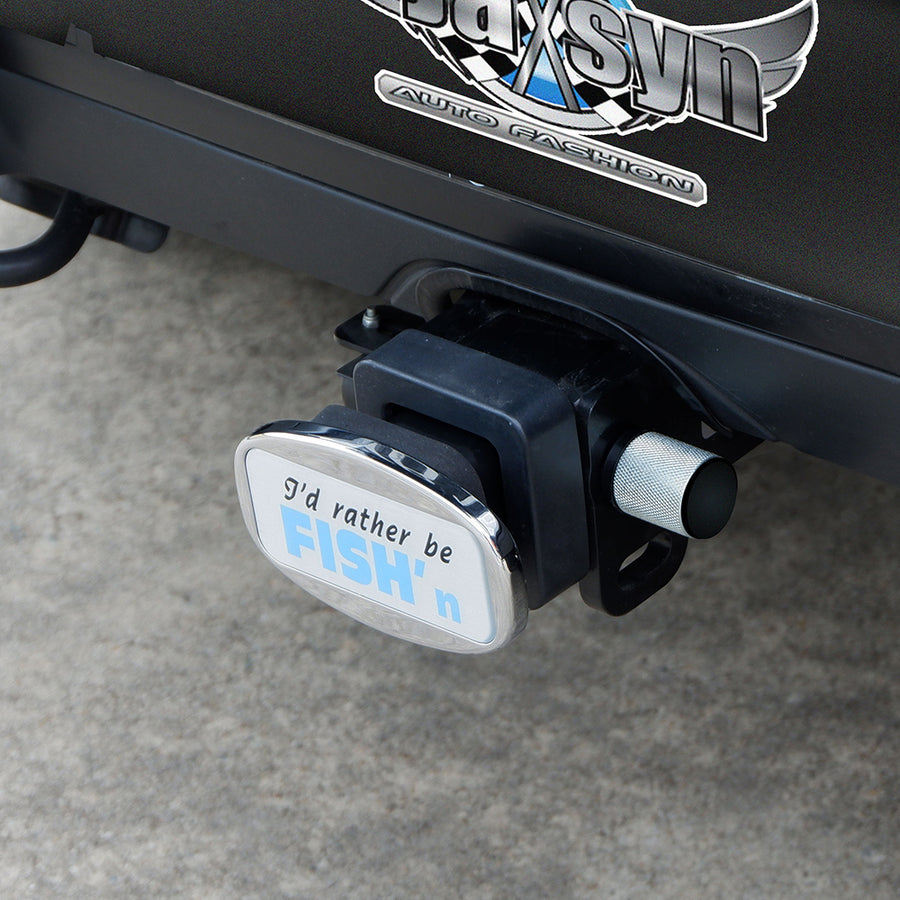 JAXSYN Novelty Tow-bar / Trailer Hitch Cover - I'd rather be FISH'n