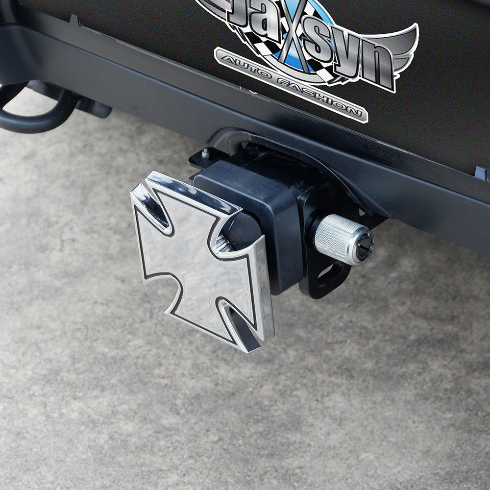 JAXSYN Novelty Tow-bar / Trailer Hitch Cover - Chrome Plated Iron Cross