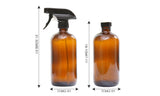 4pcs Amber Glass Spray Bottles Trigger Sprayer 500ml - Rear View