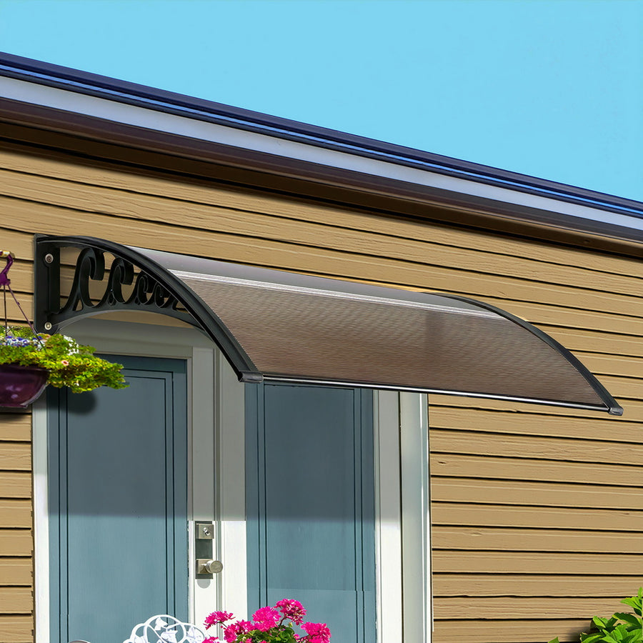 Instahut Window Door Awning 0.8mx1m Brown