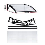 Instahut Window Door Awning 0.8mx1m Transparent - Front View