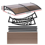 Instahut Window Door Awning 0.8mx2m Brown - Front View