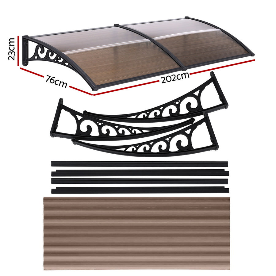 Instahut Window Door Awning 0.8mx2m Brown