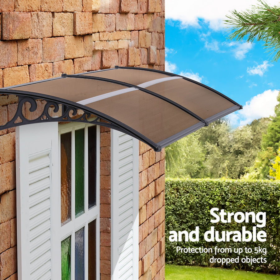 Instahut Window Door Awning 0.8mx2m Brown