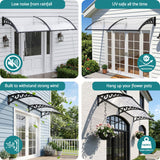 Instahut Window Door Awning 0.8mx2m Transparent - Close-Up Angle