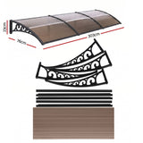 Instahut Window Door Awning 0.8mx3m Brown - Front View